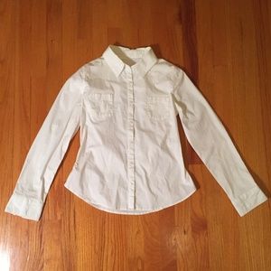 limited too white button down collared shirt